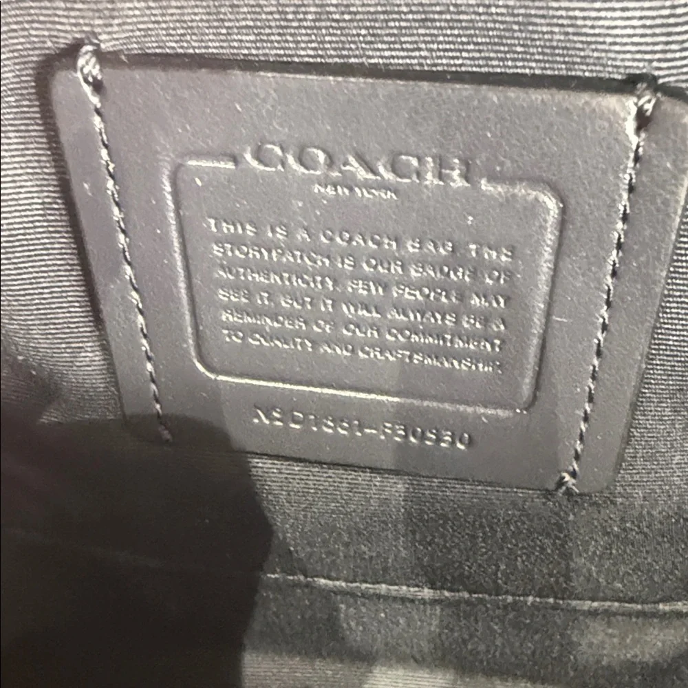 Coach Andi Charcoal Blue Leather Backpack with Gold Accents